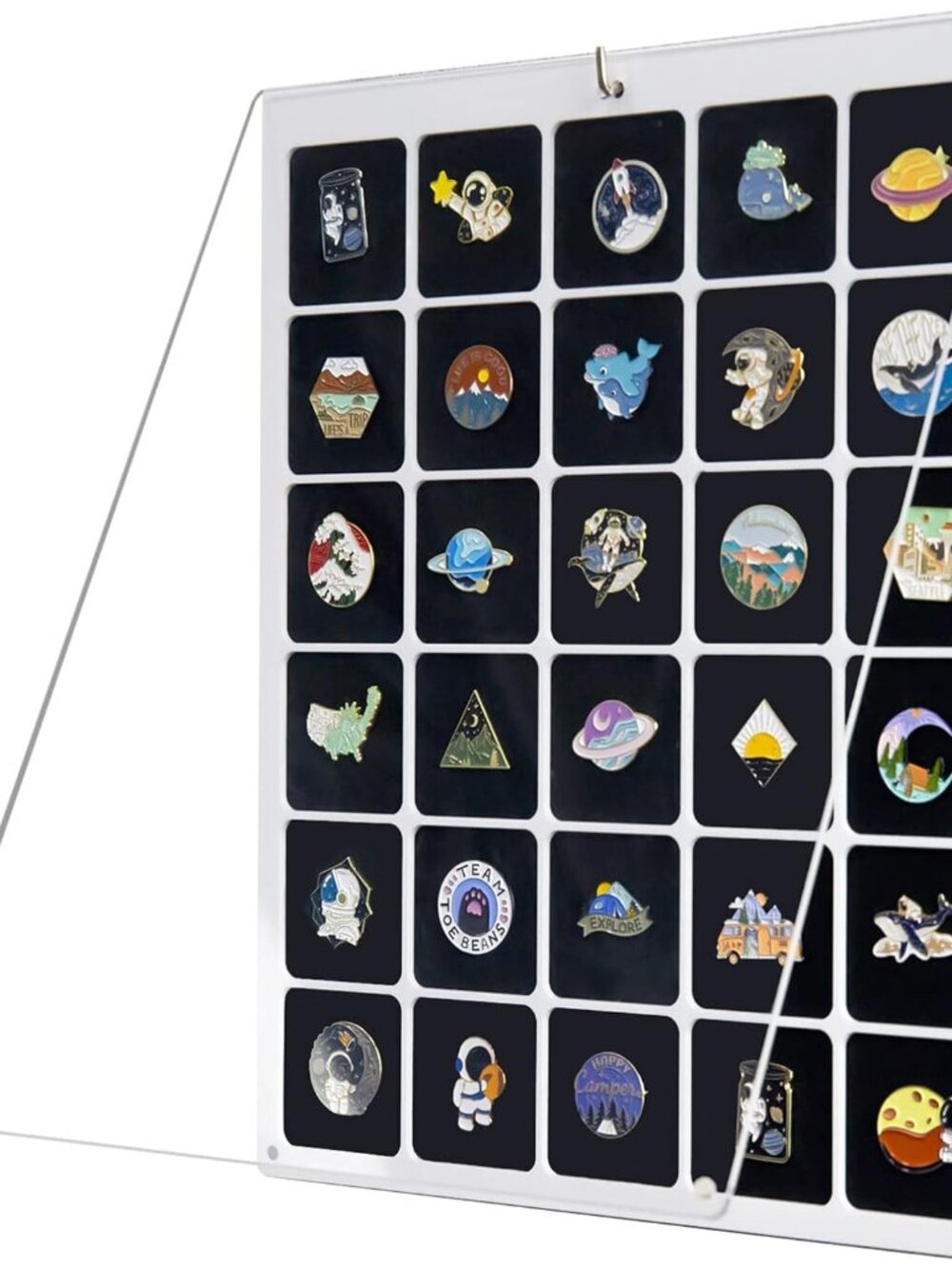 Acrylic Pin Display Board, 11x14 Double Sided Pin Holder 30 Grids